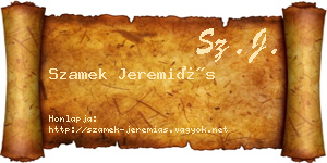 Szamek Jeremiás névjegykártya